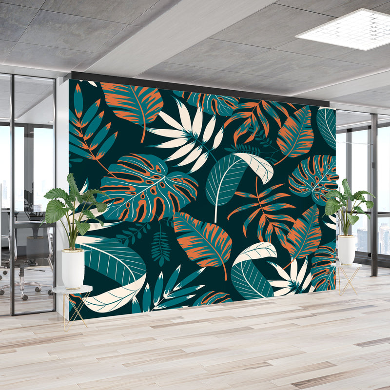 Seamless monstera leaves – Mural Wallpaper, PVC Free, Non-Toxic