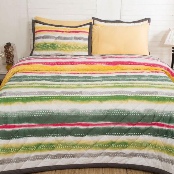 Waltz Green 7 Pcs Double Quilt Set