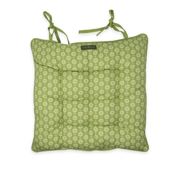 CHAIR PAD WITH TIES - GEO LIME