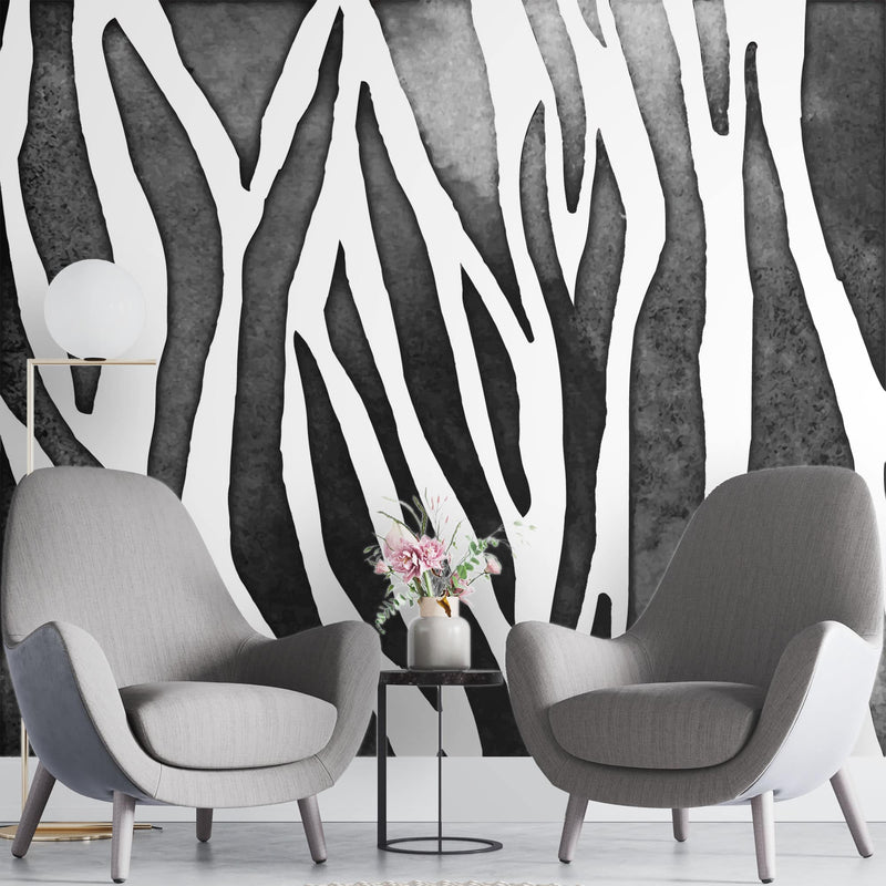 Seamless black and white zebra print – Mural Wallpaper, PVC Free, Non-Toxic