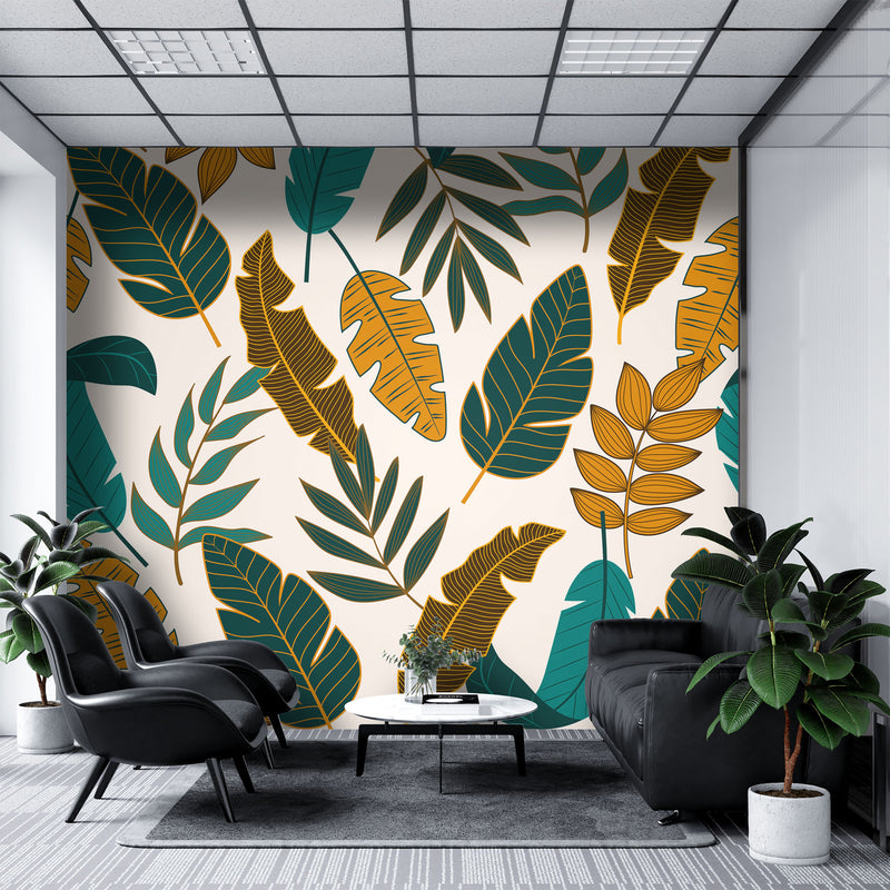 Seamless colorful leaves – Mural Wallpaper, PVC Free, Non-Toxic