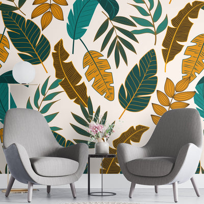 Seamless colorful leaves – Mural Wallpaper, PVC Free, Non-Toxic