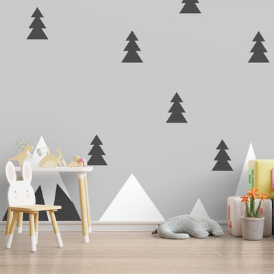 Scandinavian minimalistic mountain and trees