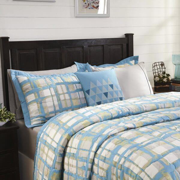 Zafting Lines Blue 8 Pcs Double Quilt Set