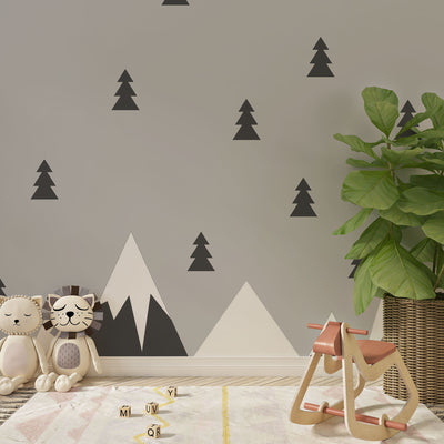 Scandinavian minimalistic mountain and trees