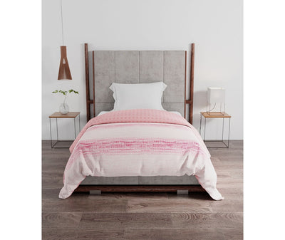 Pink Intricate Geometric Print Single Size Comforter (100% Cotton, Reversible)