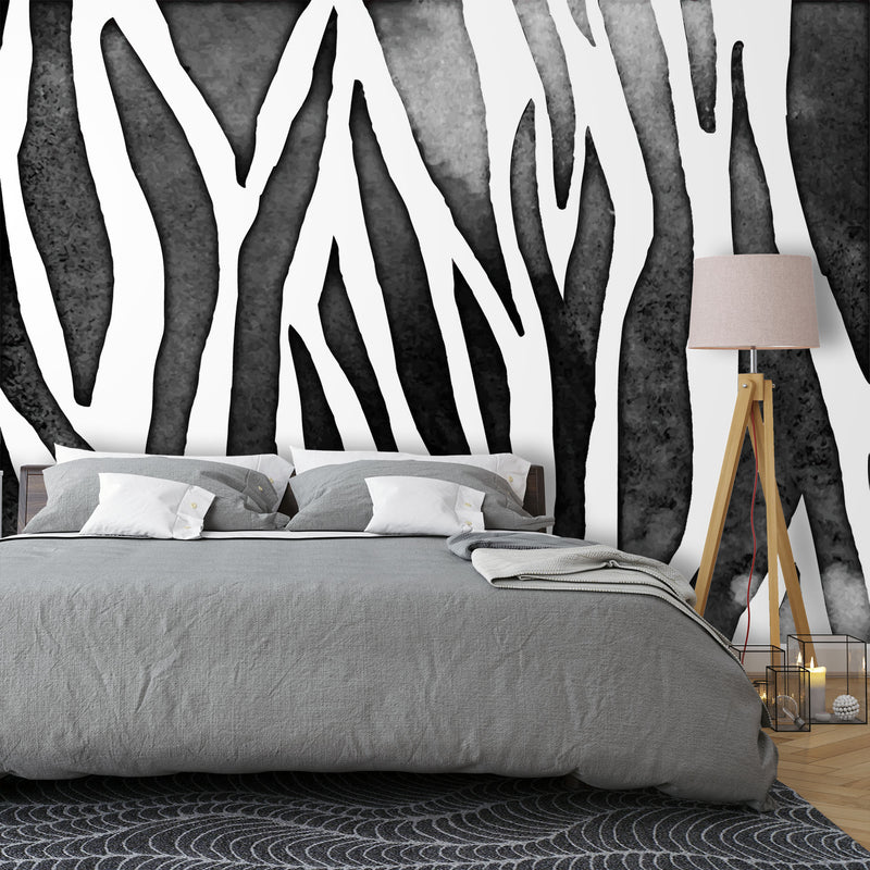 Seamless black and white zebra print – Mural Wallpaper, PVC Free, Non-Toxic