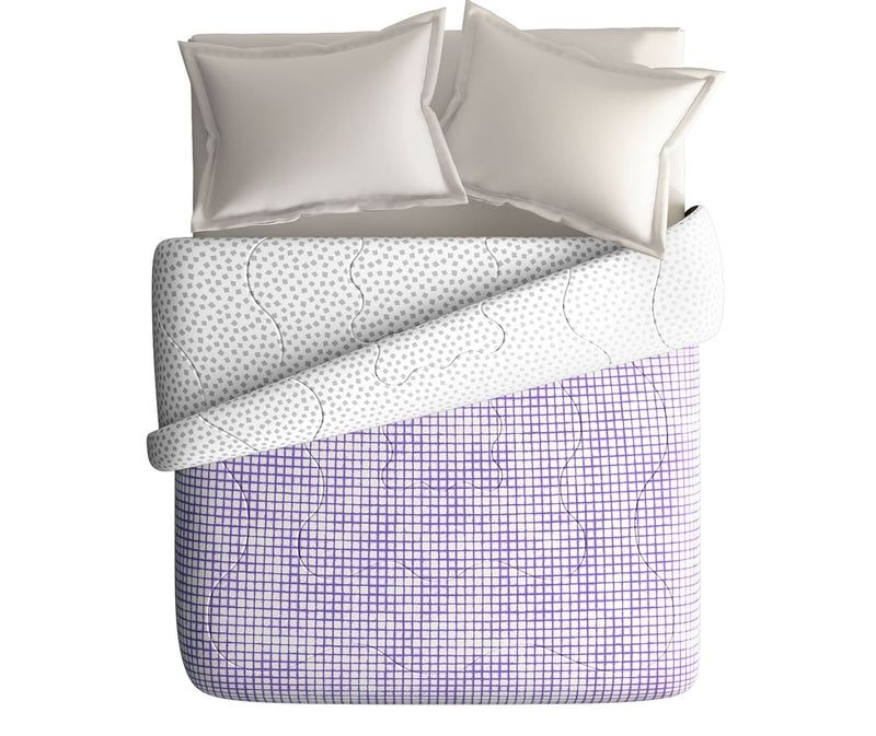 Shades Of Lavender, Geometric Tile Pattern Double Size Comforter (100% Cotton, Reversible)