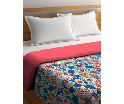 Red & Blue Traditional Print Double Size Comforter (100% Cotton, Reversible)