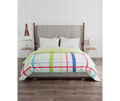 Striking Multi-Coloured Lined Double Size Comforter (100% Cotton, Reversible, Queen Size)