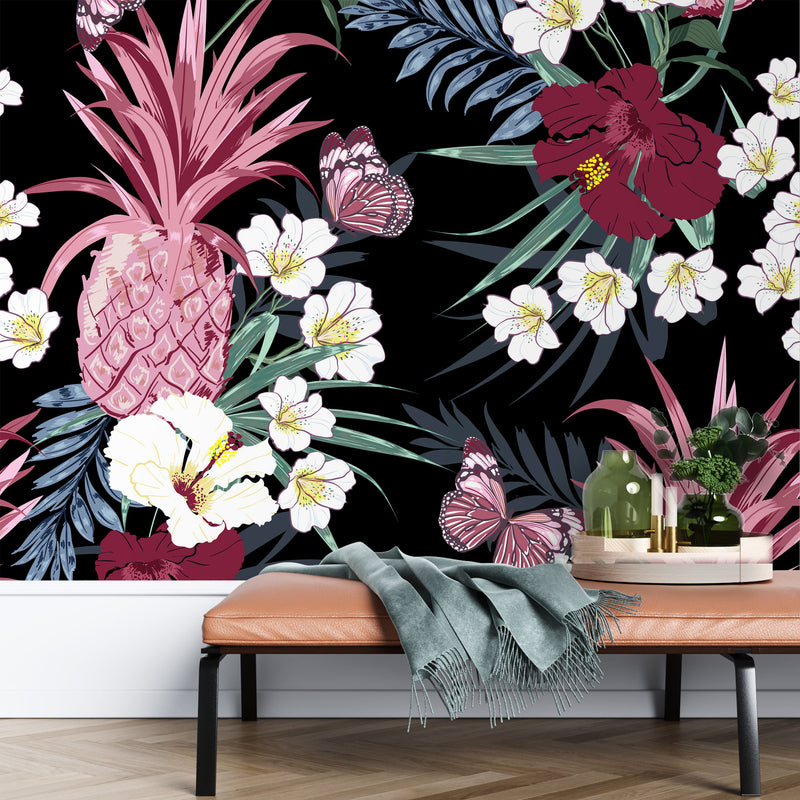 Pink Pineapple art – Mural Wallpaper, PVC Free, Non-Toxic