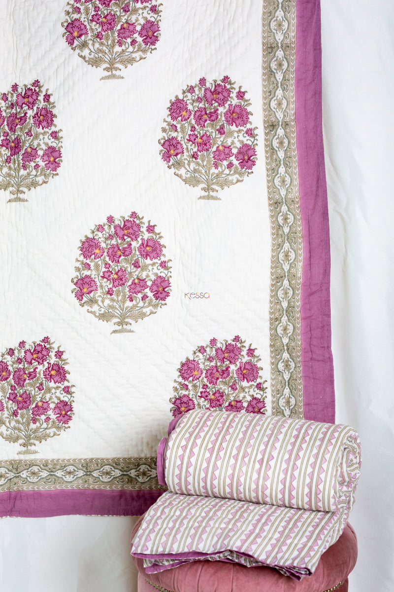 Mountbatten Pink And Green Single Bed Quilt