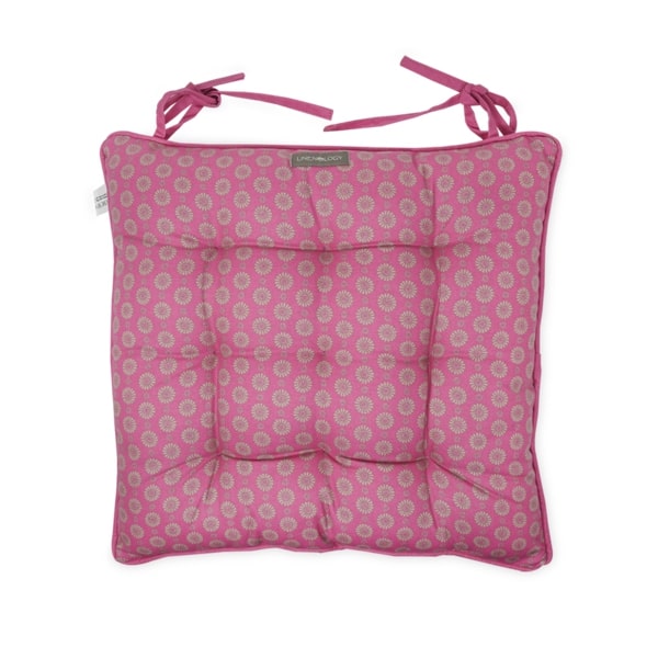 CHAIR PAD WITH TIES - GEO PINK FLAMBÉ