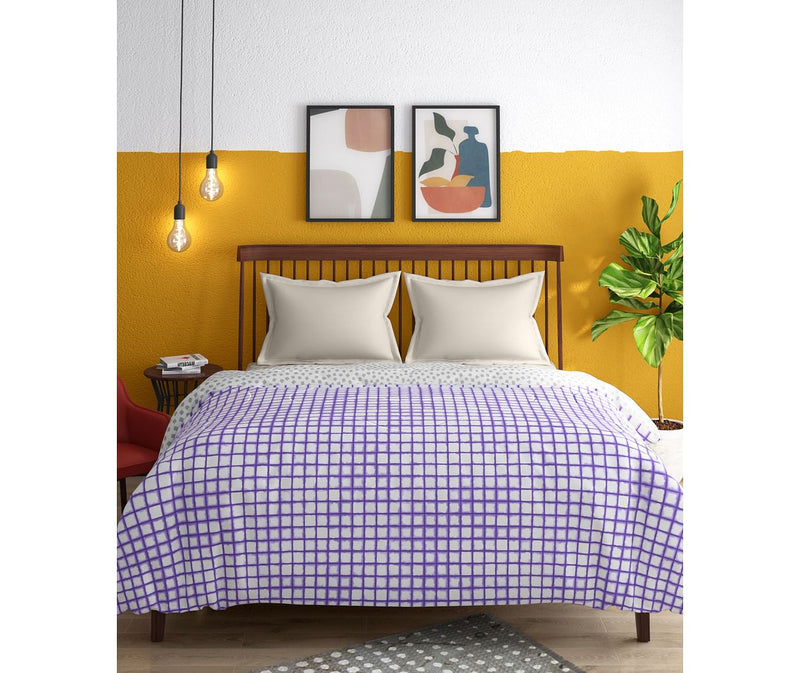 Shades Of Lavender, Geometric Tile Pattern Double Size Comforter (100% Cotton, Reversible)