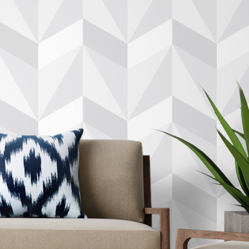 White and Gray geometric – Mural Wallpaper, PVC Free, Non-Toxic