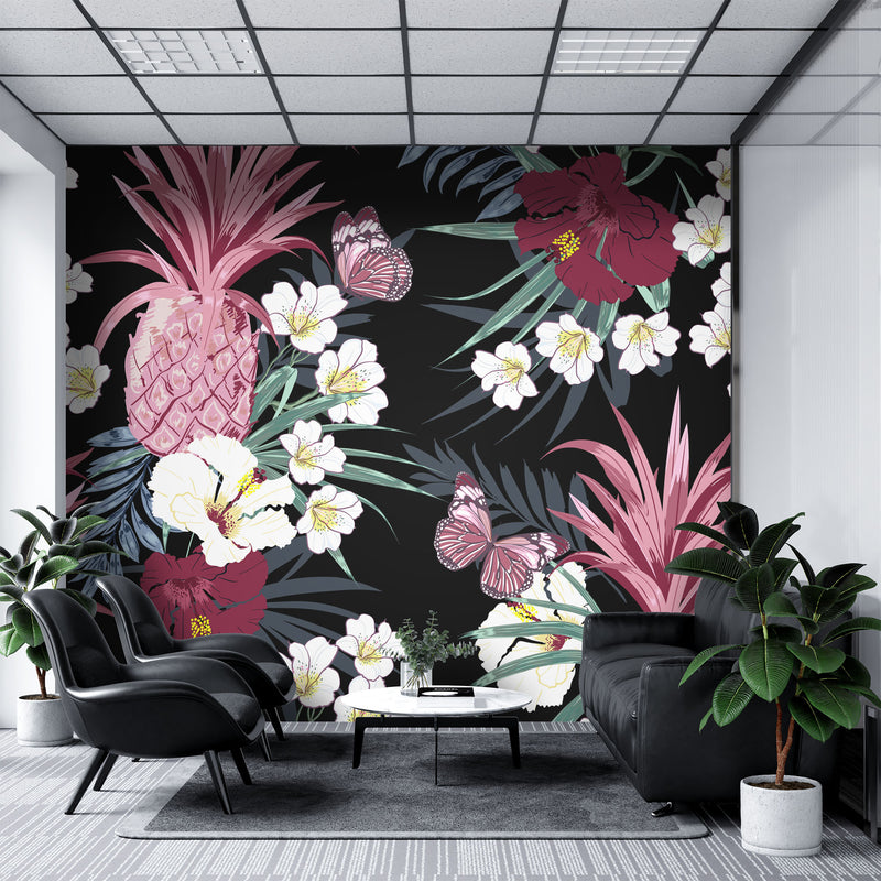 Pink Pineapple art – Mural Wallpaper, PVC Free, Non-Toxic