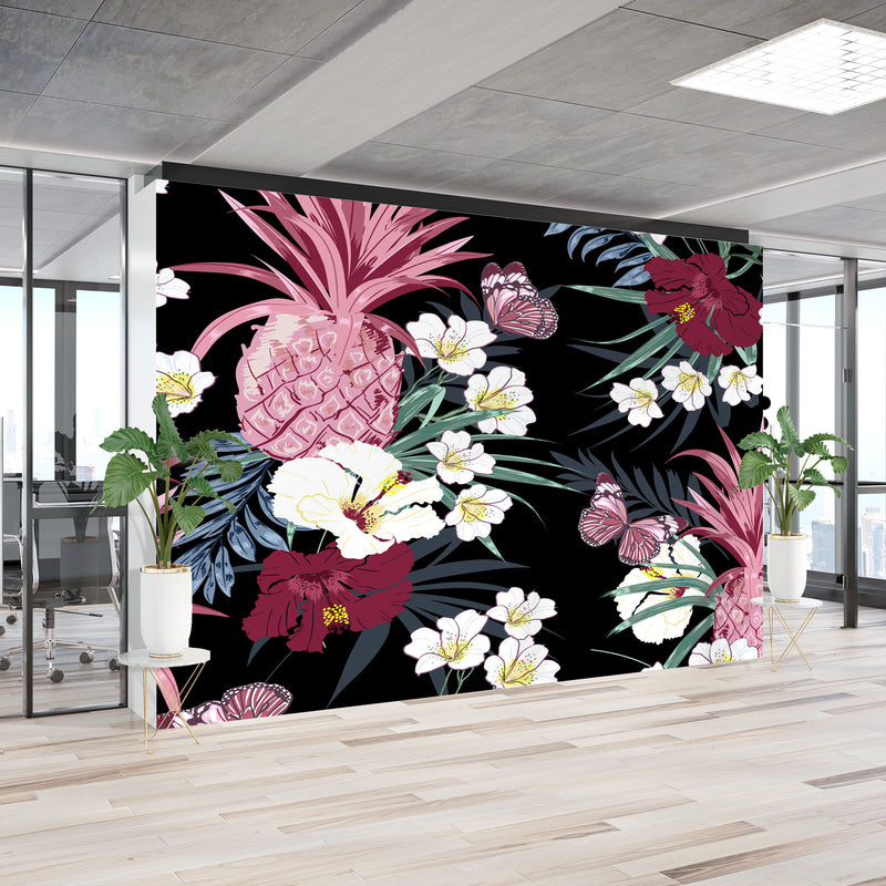 Pink Pineapple art – Mural Wallpaper, PVC Free, Non-Toxic