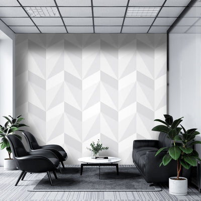 White and Gray geometric – Mural Wallpaper, PVC Free, Non-Toxic