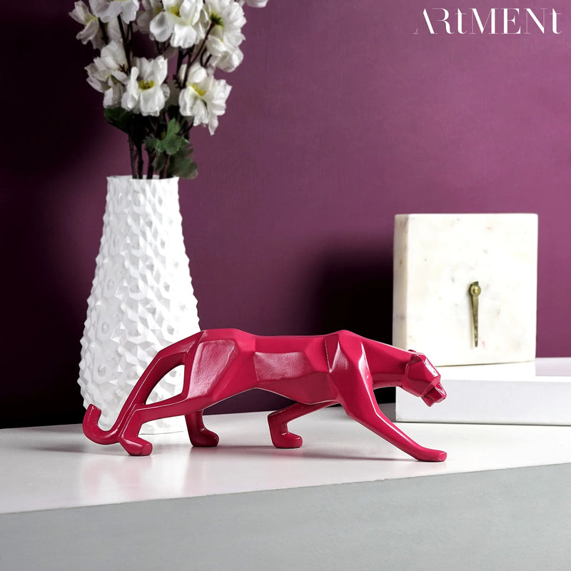 Modern Art Geometric Panther Statue (9462)