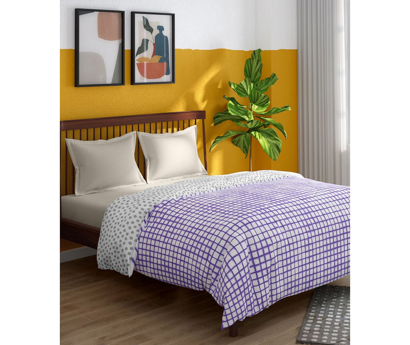 Shades Of Lavender, Geometric Tile Pattern Double Size Comforter (100% Cotton, Reversible)