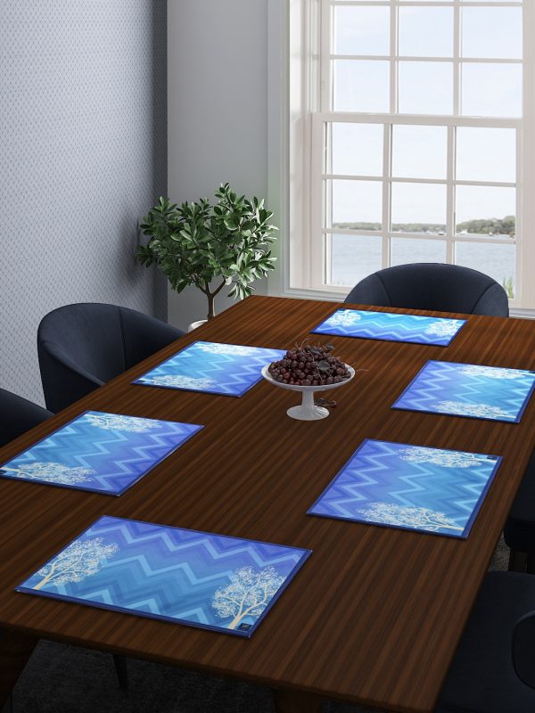 Turquoise Blue Cotton Dining Table Mats/Place Mats – Set of 6