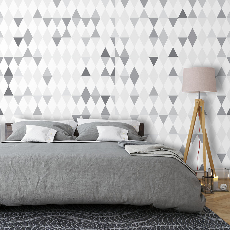 Gray triangular geometric – Mural Wallpaper, PVC Free, Non-Toxic