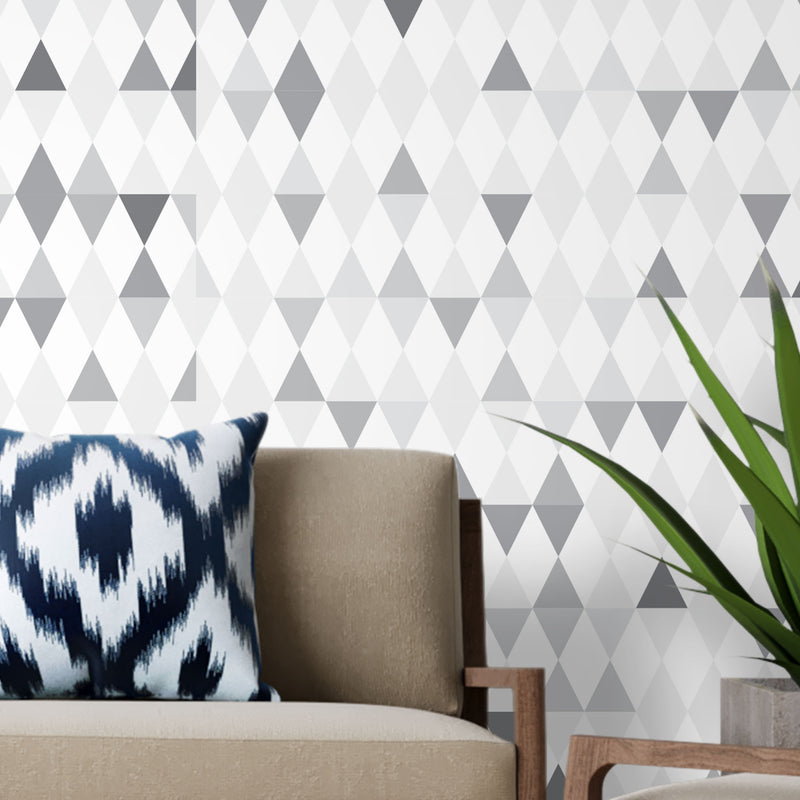 Gray triangular geometric – Mural Wallpaper, PVC Free, Non-Toxic