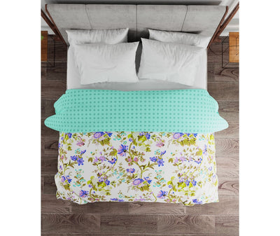 Multi-Coloured Floral Print King Size Comforter (100% Cotton, Reversible)