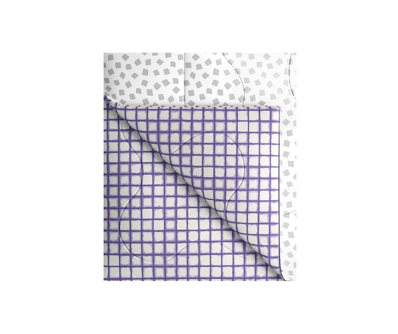 Shades Of Lavender, Geometric Tile Pattern Double Size Comforter (100% Cotton, Reversible)