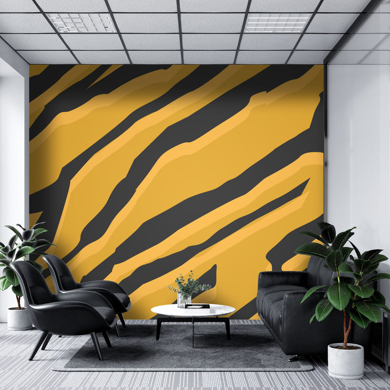 Mustard tiger print – Mural Wallpaper, PVC Free, Non-Toxic