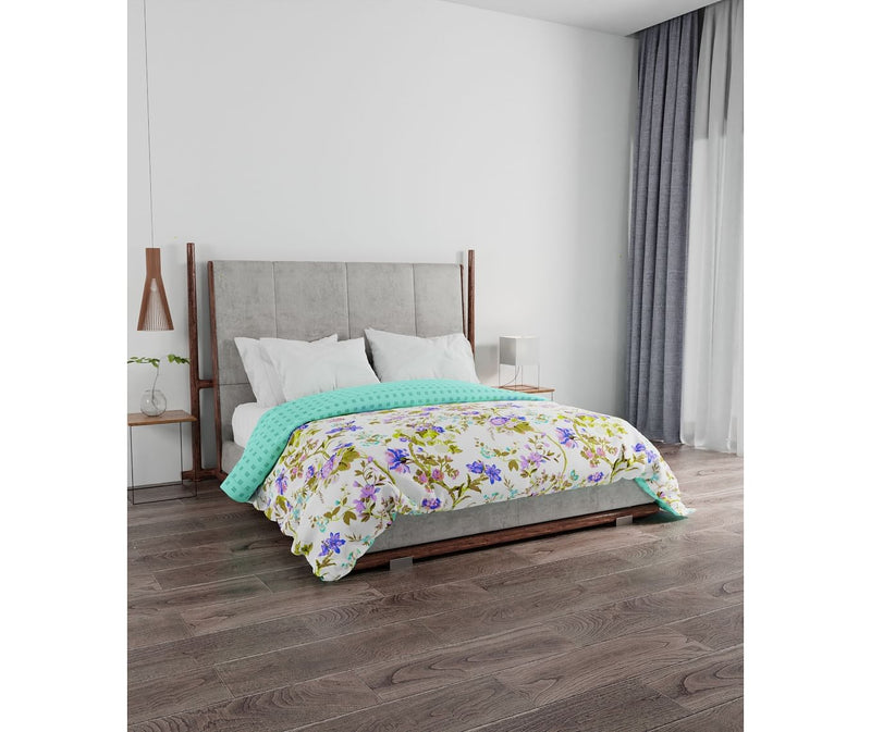 Multi-Coloured Floral Print King Size Comforter (100% Cotton, Reversible)