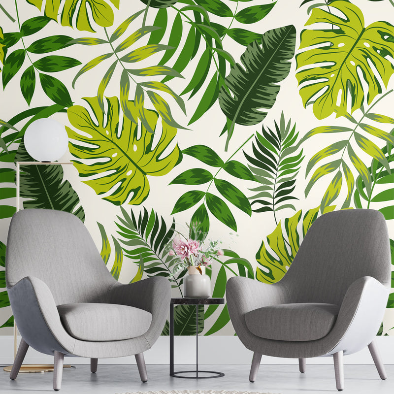 Jungle leaf seamless – Mural Wallpaper, PVC Free, Non-Toxic