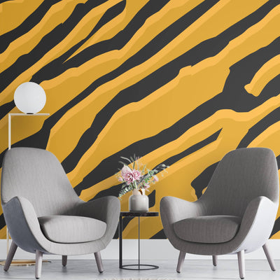 Mustard tiger print – Mural Wallpaper, PVC Free, Non-Toxic