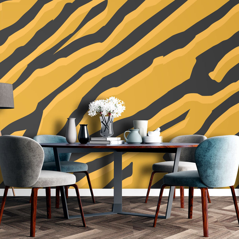 Mustard tiger print – Mural Wallpaper, PVC Free, Non-Toxic