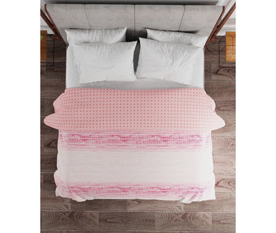 Pink Intricate Geometric Print King Size Comforter (100% Cotton, Reversible)