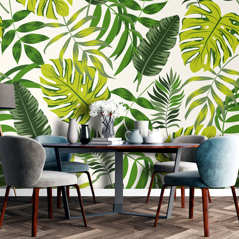 Jungle leaf seamless – Mural Wallpaper, PVC Free, Non-Toxic