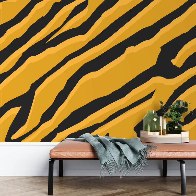 Mustard tiger print – Mural Wallpaper, PVC Free, Non-Toxic