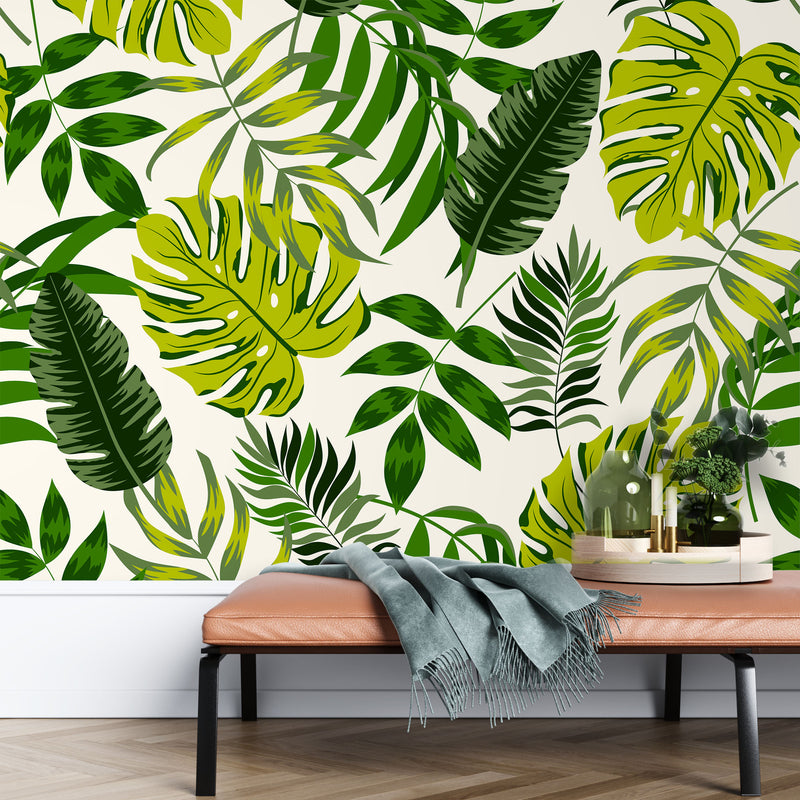 Jungle leaf seamless – Mural Wallpaper, PVC Free, Non-Toxic