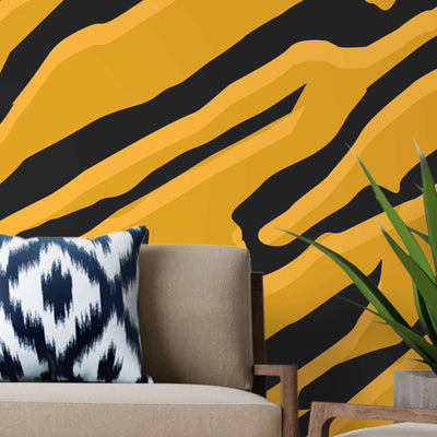 Mustard tiger print – Mural Wallpaper, PVC Free, Non-Toxic