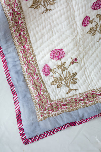 Pink And Green Double Bed Quilt