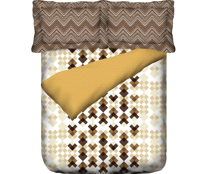 Sandy Beige Geometric Double Size Comforter (100% Cotton, Reversible)