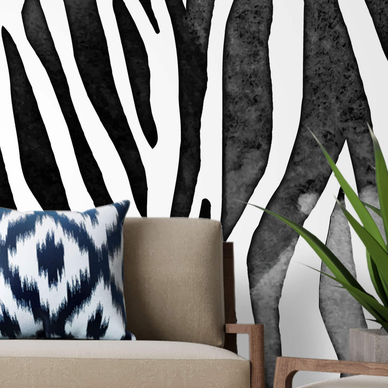 Seamless black and white zebra print – Mural Wallpaper, PVC Free, Non-Toxic