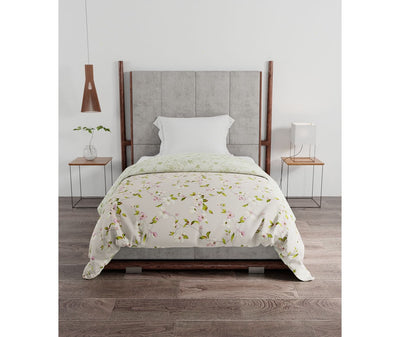 Neutral-Coloured Floral Print Single Size Comforter (100% Nature Based, Reversible)