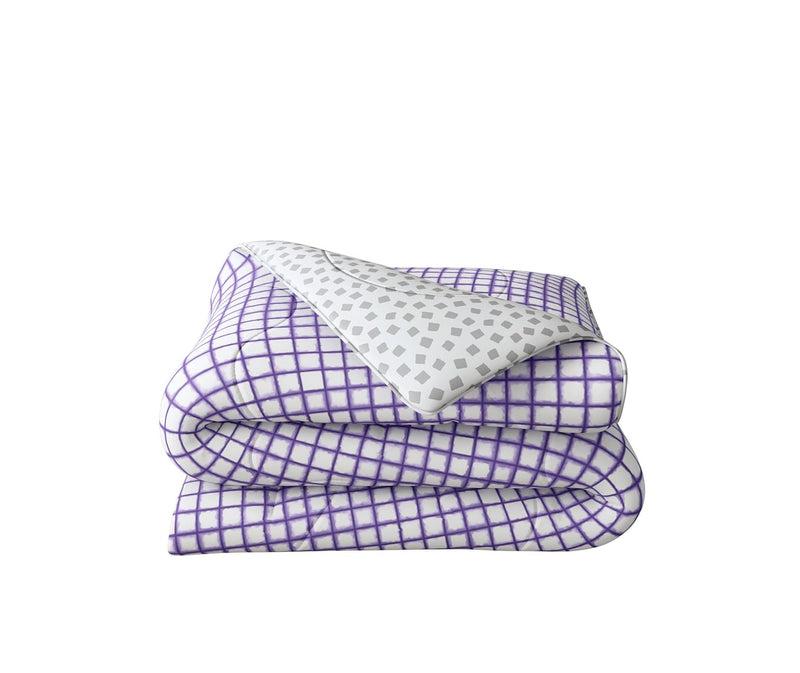 Shades Of Lavender, Geometric Tile Pattern Double Size Comforter (100% Cotton, Reversible)