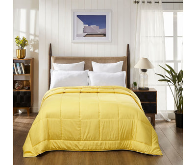 Misty Gold Double Size Comforter (Super Soft Dobby & Waffle Micro Fabric, Reversible)