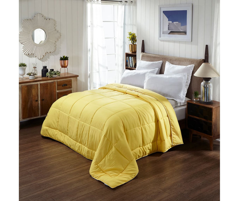 Misty Gold Double Size Comforter (Super Soft Dobby & Waffle Micro Fabric, Reversible)