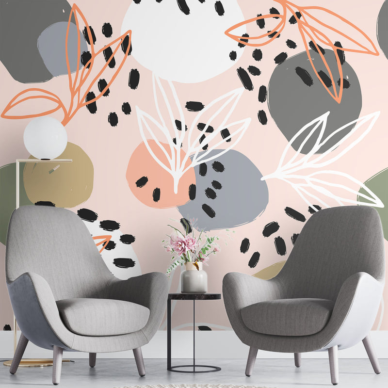 Modern floral abstract – Mural Wallpaper, PVC Free, Non-Toxic