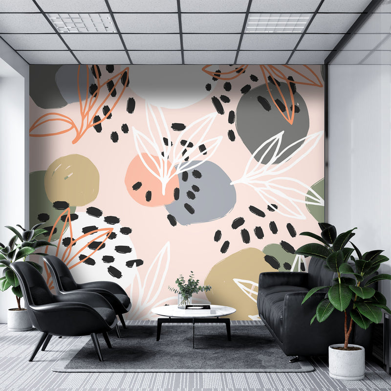 Modern floral abstract – Mural Wallpaper, PVC Free, Non-Toxic