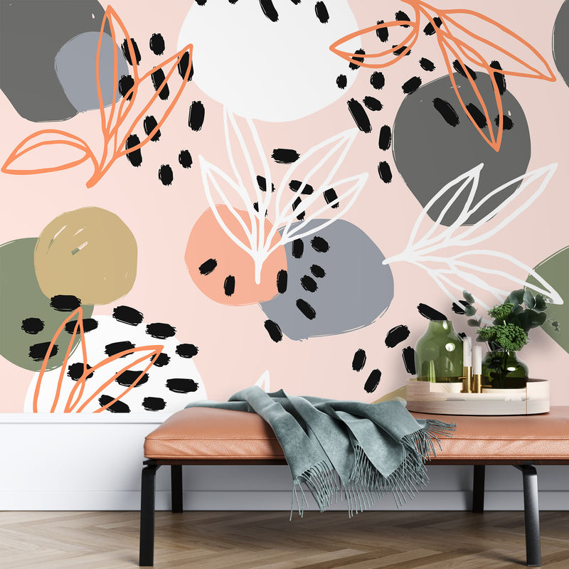 Modern floral abstract – Mural Wallpaper, PVC Free, Non-Toxic