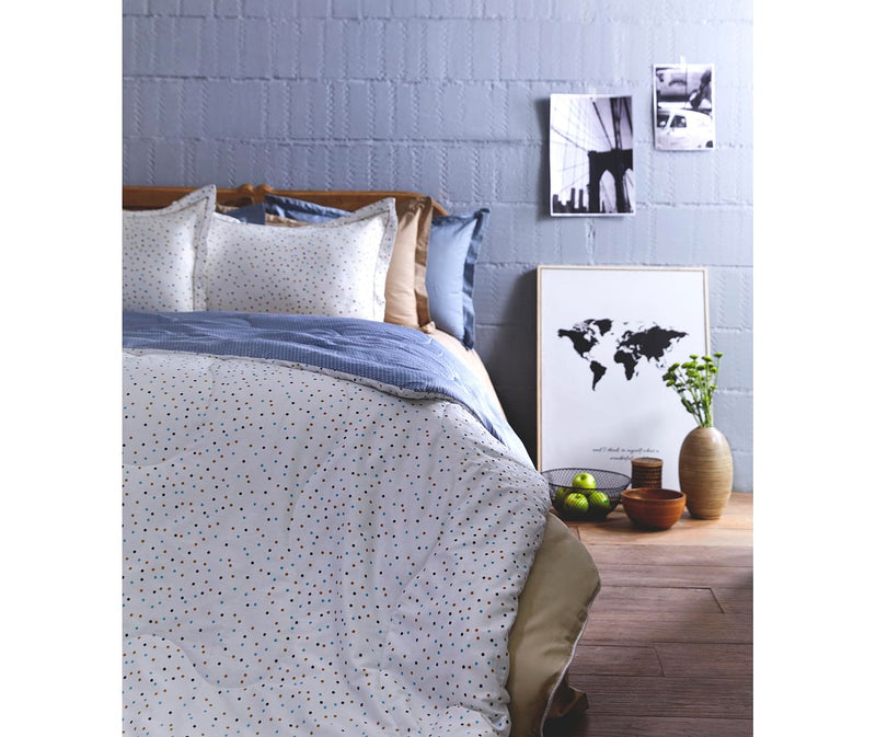 Multi-Coloured Dotted Print King Size Comforter (100% Cotton, Reversible)